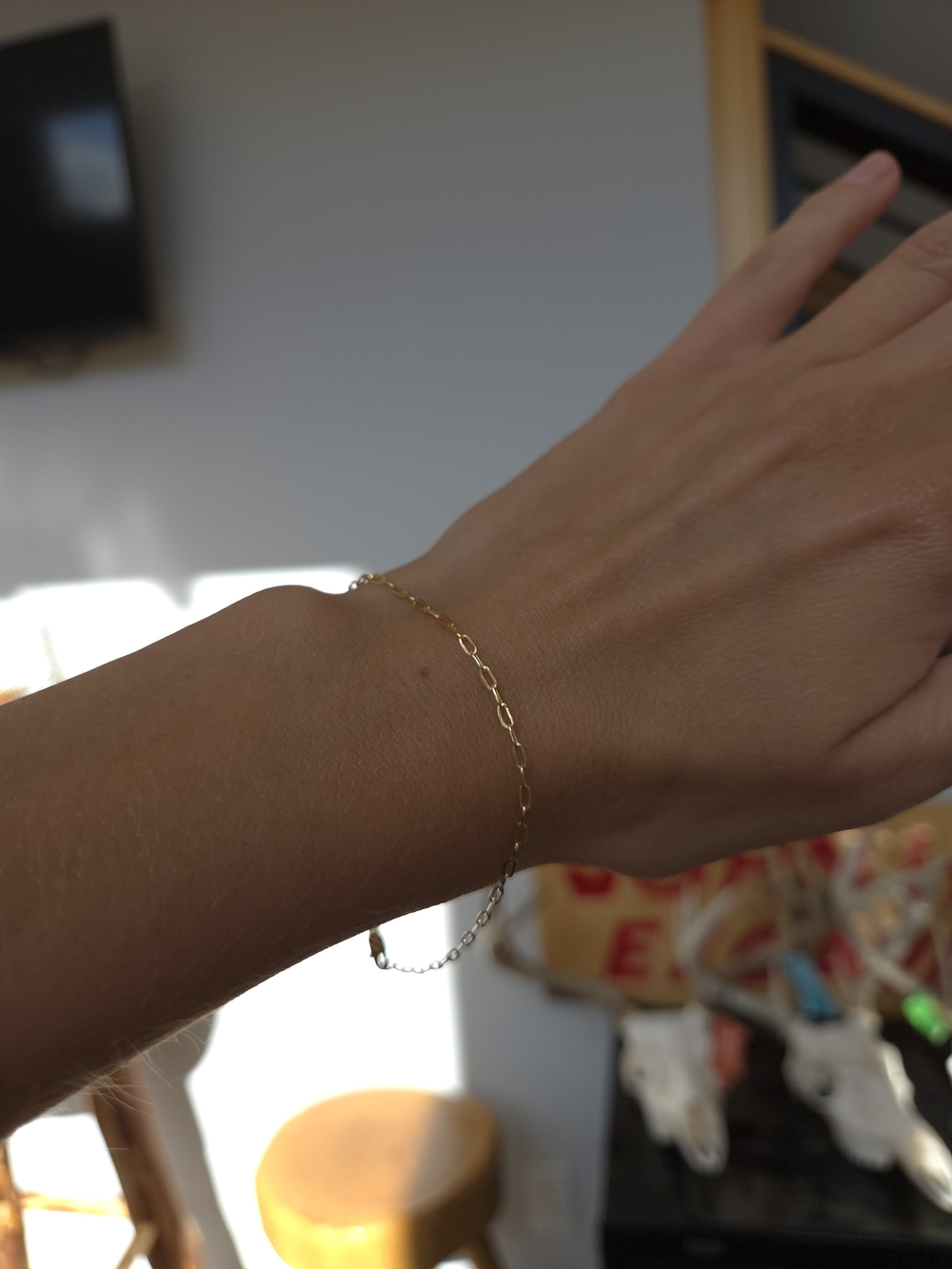 10k Solid Gold Paperclip Chain Bracelet - Picture 3 of 3